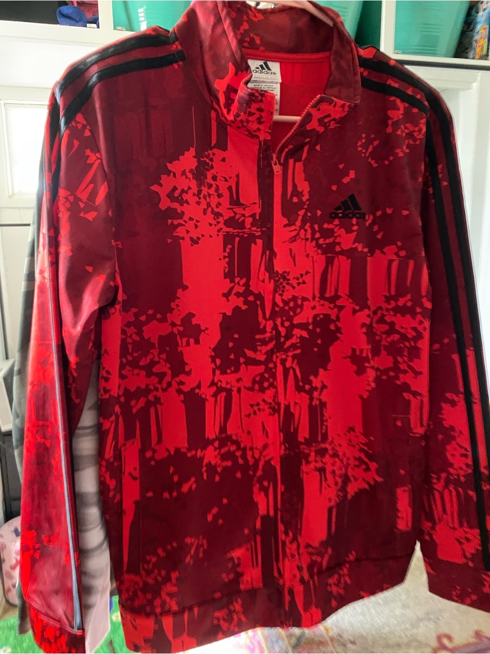adidas Red and Black Graphic Track Jacket